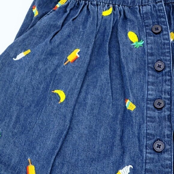 Hanna Andersson Jumper Fruit Embroidered Ice Cream Denim Dress 100cm Girl's US 4 - Picture 3 of 7